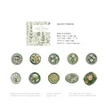 Silent Forest stickers met botanische patronen op papier met een houttextuur - Stil Bos