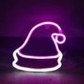 Christmas hat neon sign with pink and white lights on clear acrylic for wall decor - Two-color Christmas Hat