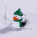 Miniature Christmas duck figurine in white snowman style with green hat and scarf decor - Green Hat Christmas Duck
