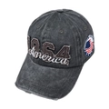 Dunkelgraue Vintage-Baseballkappe mit 1964-Stickerei und US-Flaggen-Detail am Rand - Dunkelgrün