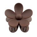 Elegant matte brown flower hair claw clip with minimalist five-petal daisy design - Dark Coffee