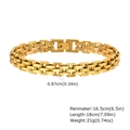 Detail view of golden stainless steel chain bracelet showing exact 0.87cm width dimensions - Gold 18cm Length 0.87cm Width