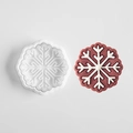 White snowflake cookie mold with decorated 3D gingerbread cookie on grey surface - E-790 Snowflake E