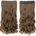 55cm brown wavy hair extensions with 5 clips for instant volume and length - Dark Brown Mix Light Brown (2-30)