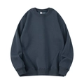 Navy blue crewneck sweatshirt in relaxed fit with ribbed cuffs and soft cotton fleece - Haze Blue