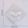 Detail view of moth suncatcher decal with dimensions 13cm/5.1in on a white background - RPS073: White Moth Geometry