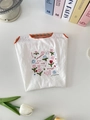 Mini sac à main en toile oxford blanche avec bordure orange et broderie colorée - Broderie Florale Inspirante / Fleur Souriante Blanc