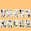Set of 10 New Year party tattoo stickers with gold festive elements and clocks - New Year Tattoo Sticker Set (WY073-082) / 10 Sheets/Set (OPP Bag)