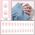 Faux ongles détaillés de style français avec motifs d'étoiles argentées et set 24. - French Nude Bouts Blancs Flocon Argent (Y-255)