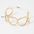 Gold plated stainless steel oval link open cuff bracelet with minimalist geometric design - Gold Bracelet (A1173)