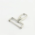 Cierre de mosquetón plateado con anillo en D y tornillo extraíble para bolsos - Diámetro Interior 3.8cm / Plateado