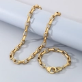 Conjunto de joyas minimalistas de titanio chapado en oro con collar y pulsera de cierre de esposa - Pulsera con Cierre de Esposas (21cm) / Dorado