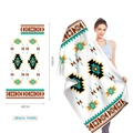 Bohemian geometric microfiber beach towel in teal and brown, sized 160cm x 80cm - Green and Brown Ethnic Totem (STJ202328) / 160x80cm