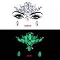 Luminous holographic face jewels for music festivals with glowing green effect in dark - YG-10