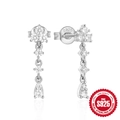 Boucles d'oreilles pampilles en argent 925 et oxydes de zirconium blancs étincelants - Argent 925 / Or Blanc