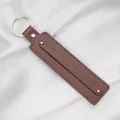 Brown faux leather 8mm DIY keychain strap with silver ring and contrast stitching - 8mm / Dark Brown