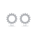 Elegant S925 silver hoop earrings featuring micro-paved cubic zirconia in a sunburst design - Silver Cluster Circle
