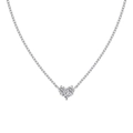 Elegant S925 sterling silver heart necklace with three sparkling white zircons - White Gold White Rhinestone (DY190890-S-W-WH)