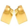 Modern geometric earrings in bright gold finish with irregular folded rectangle design - Irregular Folded Rectangle Style (1937)