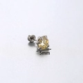 Orecchino a perno singolo in titanio argento con zircone rotondo giallo champagne 5mm - Perno Interno Filettato 1,0 (Lunghezza Perno 6 mm) / Giallo Oca (5mm) (Singolo) (A61-9#)