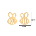 Golden stainless steel bee stud earrings with hollow design, size 11mm by 10mm - 276 Bee / Gold