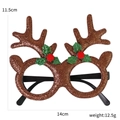 Brown reindeer antler Christmas glasses with green leaves and dimensions 14x11.5cm - Brown Fawn Ear Glasses