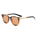 Lunettes de soleil carrées rétro en écaille avec verres orange et détails en métal doré - Monture Écaille