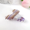 Acetate hair claw clip with purple and brown stripes displayed on white surface - 8.5cm / Grape Purple