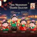 Tang Dynasty style Tang Xiaohuan Q-version doll playing flute in traditional red and green - Tang Xiaohuan Court Lady Statuettes / Set of 4 (Large) / [product Attributes] This Appears To Be A Set Of Four Tang Dynasty-style Female Q-version Doll Figurines Named The "tang Xiaohuan" Series. It Includes Four Traditional Poses: Playing The Flute (a) Dancing (b) Drumming (c) And Reading (d). The Colors Are A Bright Red And Green Contrast With Skin Tone And The Figurines Feature Pink Flower Decorations On Their Heads. The Image Shows The Large Size Version With A Single Box Measuring 8*8*10cm And Comes With A Color Box Packaging. [visual Presentation] The Combined Display Image Features A Background Of Ancient Buildings Illuminated By Lights At Night With A Warm Color Scheme That Perfectly Matches The Product's Chinese Theme. Image Quality Is [high] With Excellent Resolution. Aesthetic Appeal Is [high] With An Overall Score Of [8.2]. The Atmosphere Is Well-created And The Product Texture Is Accurately Conveyed. [text Content] Product_text Contains The Brand Name On The Packaging; To_remove Contains The Item Number Box Specifications And Other Logistics Information; To_translate Contains The Core Product Name Size Parameters And Style Description. It Is Recommended To Perform Translation And Remove B-end Information. 【logistics Labels】none 【infringement Risks】product Infringement: None Style Is Original Ip Design Probability [0.1]; Background Infringement: None. 【product Parameters】single Box Size: 8x8x10cm; Styles: 4 Styles Available; Product Name: Tang Xiaohuan Lady Ornament.