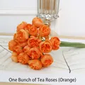 Artificial orange tea rose bunch with realistic fabric petals for wedding decor - One Bundle Tea Roses / Orange