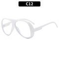 White pilot-style outdoor cycling sunglasses with oversized frame and C12 model label - White Frame Clear Lens
