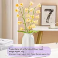 Handmade crochet yellow lily of the valley flowers in white ceramic vase for home decor - Yellow Lily of the Valley Single Stem