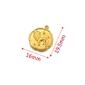 Golden stainless steel Leo zodiac coin pendant with lion and star embossed details - Leo