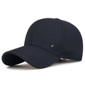 Men's navy blue cotton baseball cap with side embroidered SPORT lettering in white - Navy Blue