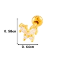 Gouden strik kraakbeen piercing met zirkonia steentjes en 0,64 cm schroefsluiting - Vlinderstijl (0197-1#) / Goud