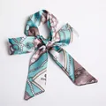 Blue and purple satin ribbon scarf with nautical rope patterns, style S08 - S08-Lake Blue Nautical Rope