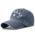 Casquette de baseball délavée bleu marine avec broderie Dallas 1841 et étoiles - Réglable / Bleu marine