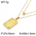 18k gold plated stainless steel square pendant necklace featuring letter W engraved - Letter W (KN236575-GG)