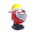 Mechanical wind-up Santa Claus toy in spherical red and white plastic design - Jumping Santa with Yellow Hat