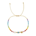 Buntes Perlenarmband mit bösem Blick, Perle und Herzanhänger mit Kordelzugverschluss - Bunter Böser Blick Perle Herz (GZ-B23073101A)
