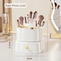 Organisateur cosmétique blanc et doré avec compartiments et tiroir pour pinceaux et rouge à lèvres - Rangement à Double Couche / Blanc Pur Or