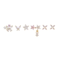 6-piece gold earrings set featuring pink butterfly and crystal flower studs for women - TZ00170 Gold - Butterfly Star Flower Cross 6-Piece Set