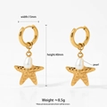 Detail of starfish and baroque pearl drop earrings with size measurements in 40mm height - Starfish Gold (D3025)
