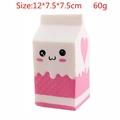 Cute slow rising milk carton toy with heart pattern and cartoon face, 12x7.5x7.5cm size - White Face Milk Box