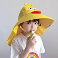 Kids yellow duck sun hat with neck protection and breathable mesh for summer travel - Yellow Duck