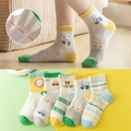 5-pack breathable mesh cotton socks for children with cute cartoon bear and car patterns - Mesh Toy Car / 3-5 Years (Feet length 13-15cm)