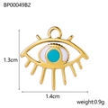 Detailed view of evil eye gold pendant showing 1.3cm by 1.4cm dimensions and 0.9g weight - White Green Evil Eye (BP00049B2)