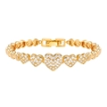 Elegant gold heart bracelet for women with white micro-pave cubic zirconia stones - Five Graduated Hearts