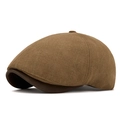 Casquette gavroche vintage marron à chevrons avec visière marron foncé contrastée - Vert