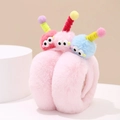 Adorable cartoon plush earmuffs with colorful eyes for winter warmth and comfort. - Diameter 13CM / Light Pink